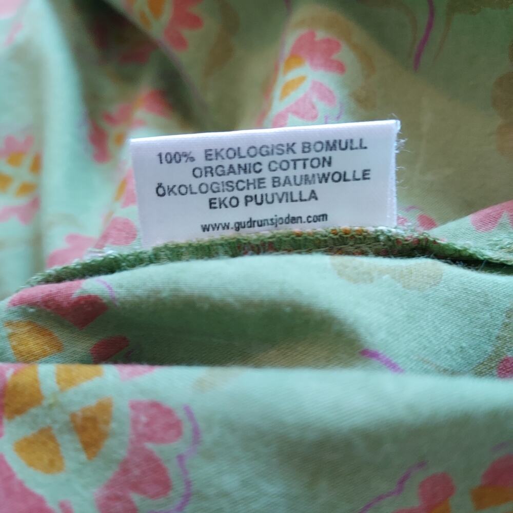 Gudrun Sjoden Moss Green Orange Floral Boho Sleeveless Scoop Neck Dress Size M - Picture 9 of 9